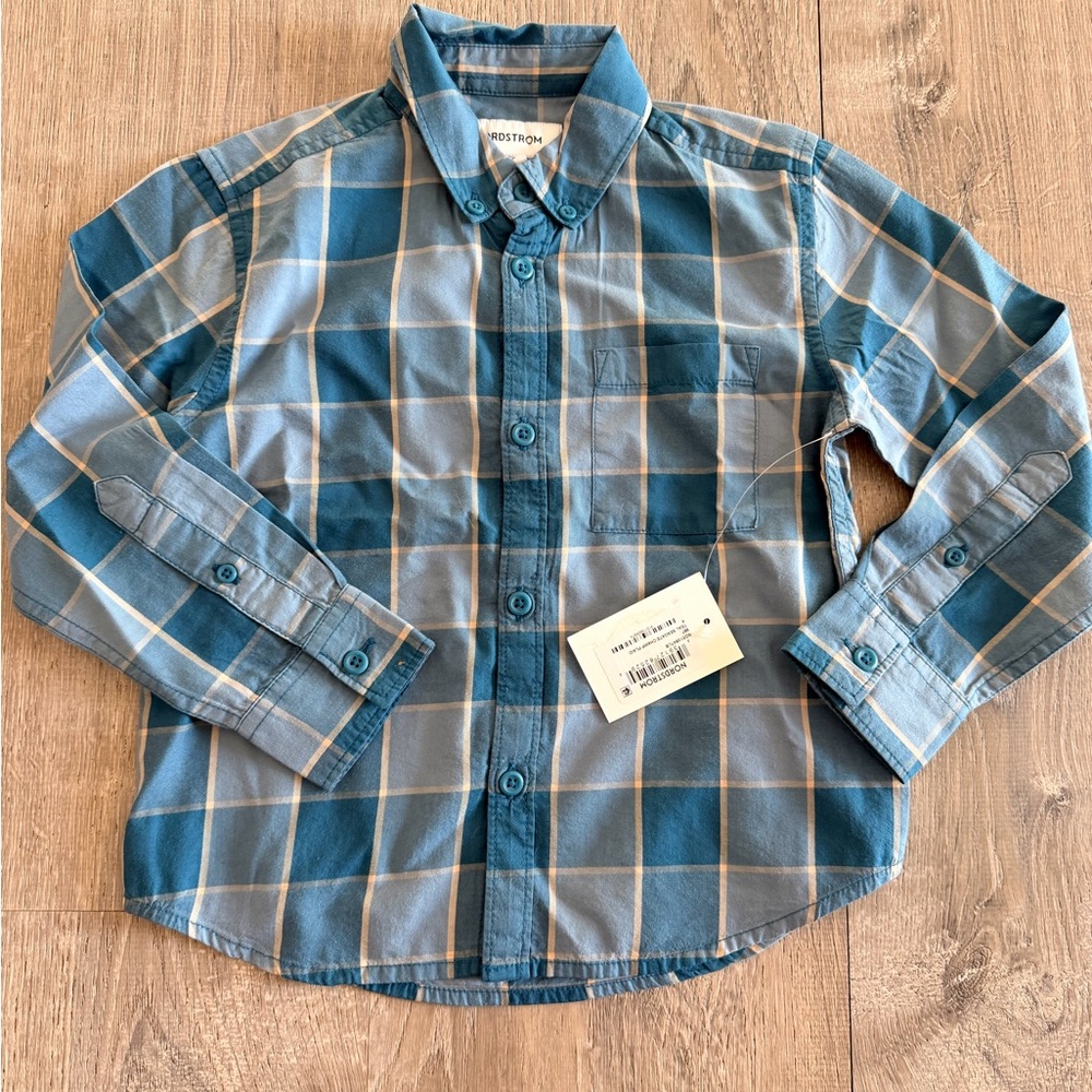 Nordstrom Blue and Gray Plaid Kids Shirt